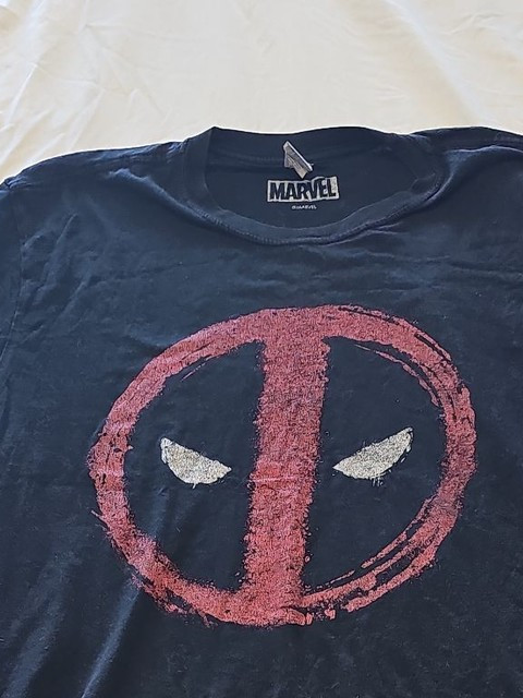 Marvel Deadpool Distressed Logo Graphic T-Shirt - Black XL F538 - Image 9