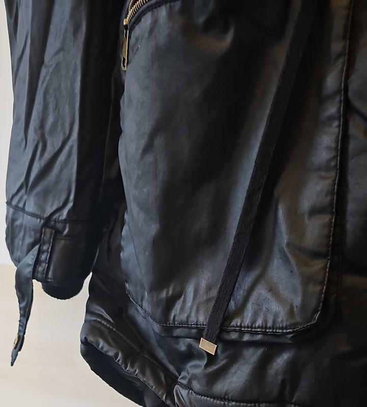 George Black Waxed-Look Parka with Faux Fur Lining W452 - Image 11