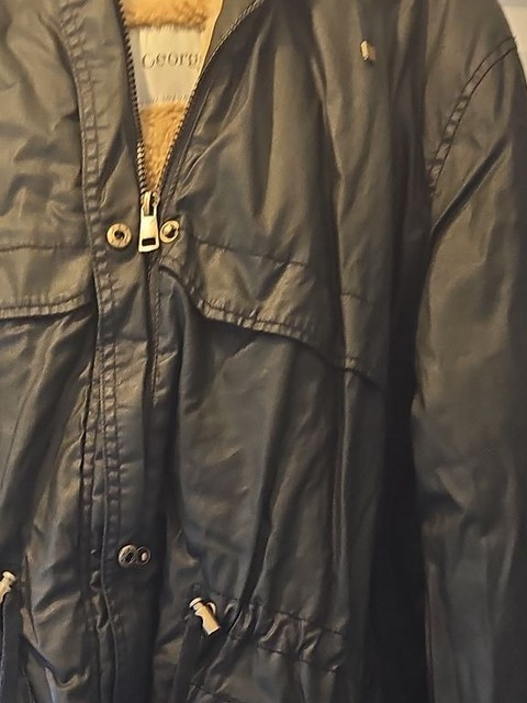 George Black Waxed-Look Parka with Faux Fur Lining W452 - Image 8