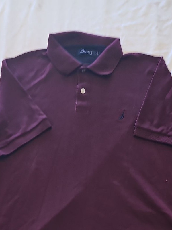 Nautica Classic Fit Burgundy Pique Polo Shirt - Men's Size Large F549 - Image 7
