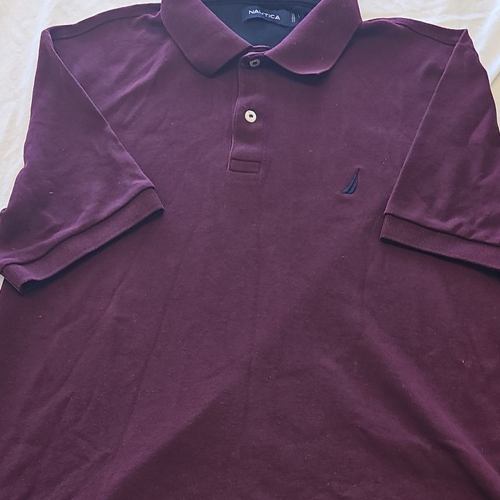 Nautica Classic Fit Burgundy Pique Polo Shirt - Men's Size Large F549 - Image 11