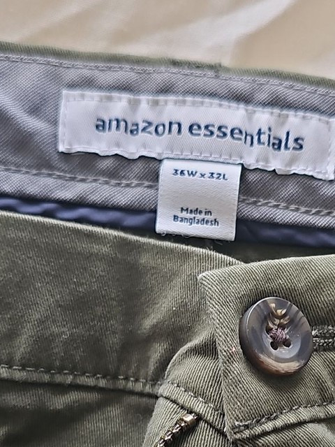 Amazon Essentials Men's Olive Green Straight-Leg Chinos 36 32 F559 - Image 9