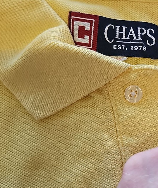 Vintage Chaps Ralph Lauren Pastel Yellow Pique Polo Shirt F550 - Image 10