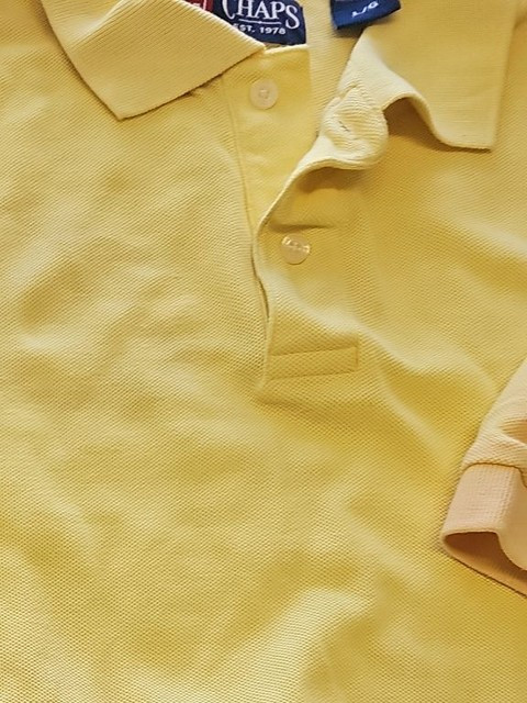 Vintage Chaps Ralph Lauren Pastel Yellow Pique Polo Shirt F550 - Image 12
