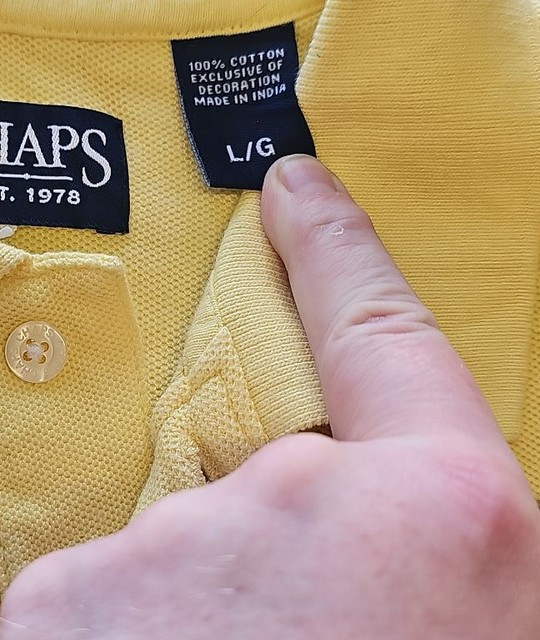 Vintage Chaps Ralph Lauren Pastel Yellow Pique Polo Shirt F550 - Image 11
