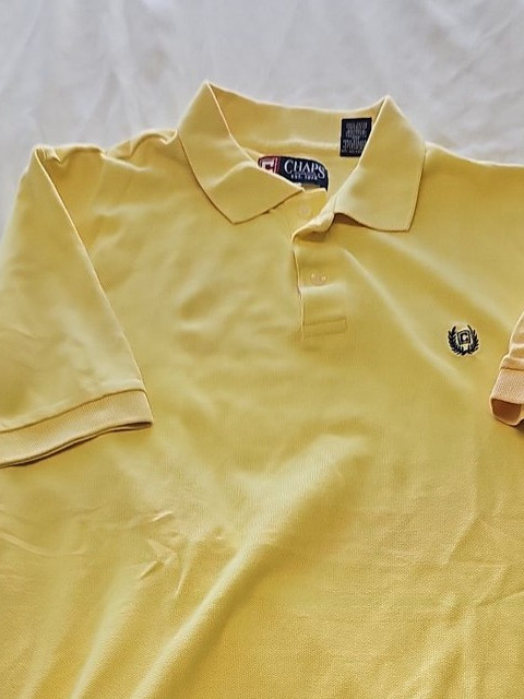 Vintage Chaps Ralph Lauren Pastel Yellow Pique Polo Shirt F550 - Image 9