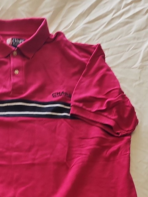 Vintage Chaps Ralph Lauren Pink Stripe Polo Shirt XL F557 - Image 9