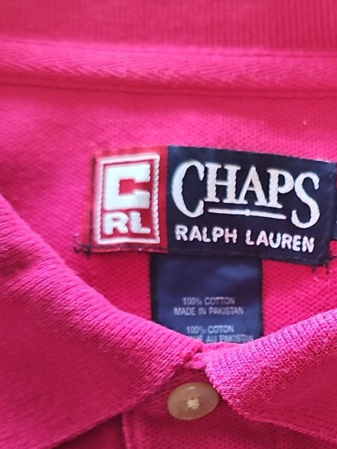 Vintage Chaps Ralph Lauren Pink Stripe Polo Shirt XL F557 - Image 12