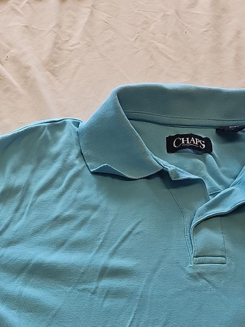 Chaps Light Blue Cotton Polo Shirt with Pocket Size m G519 - Image 12