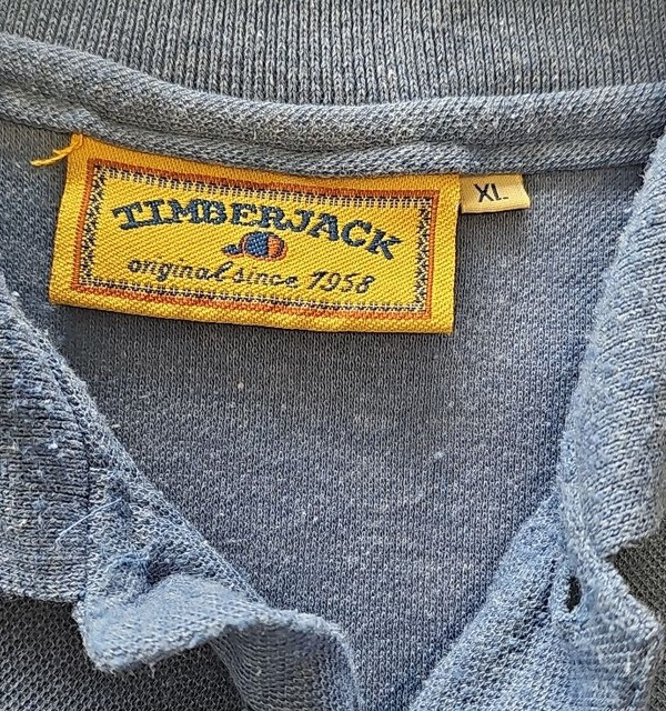 Vintage Timberjack Heather Blue Piqué Polo Shirt - Size XL G573 - Image 9