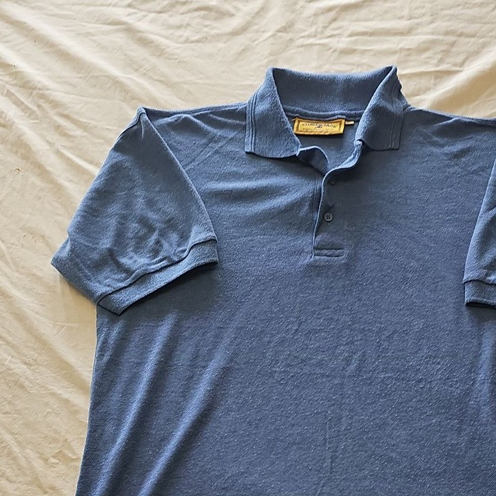 Vintage Timberjack Heather Blue Piqué Polo Shirt - Size XL G573 - Image 7