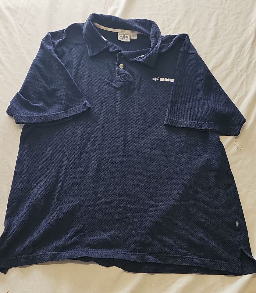 Vintage Umbro Navy Blue Pique Polo Shirt XL H599 - Image 7