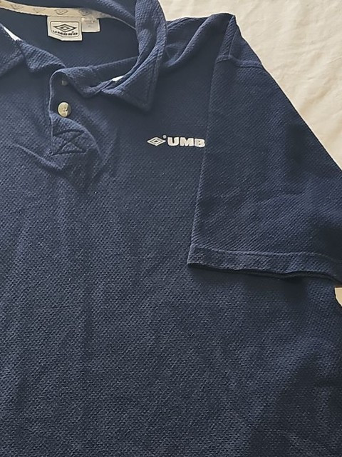 Vintage Umbro Navy Blue Pique Polo Shirt XL H599 - Image 9