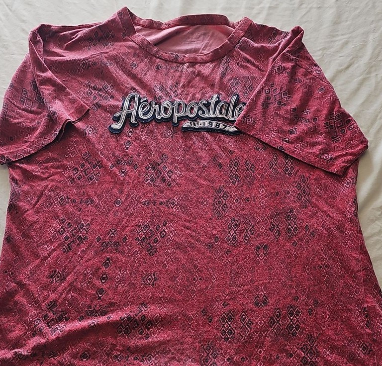 Aéropostale Red Patterned Applique Graphic T-Shirt large I606 - Image 7