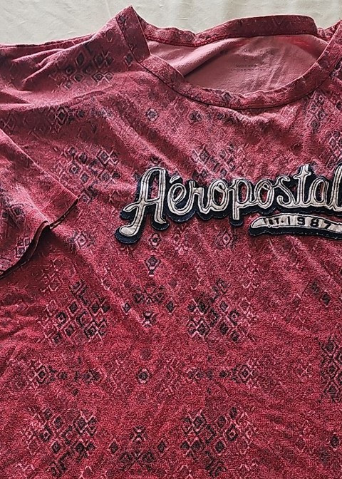 Aéropostale Red Patterned Applique Graphic T-Shirt large I606 - Image 11
