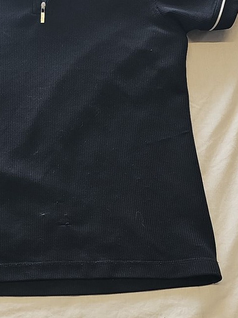 Vintage BHS Black Ribbed Zip-Up Polo Shirt with Piping E626 - Image 9