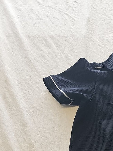 Vintage BHS Black Ribbed Zip-Up Polo Shirt with Piping E626 - Image 8