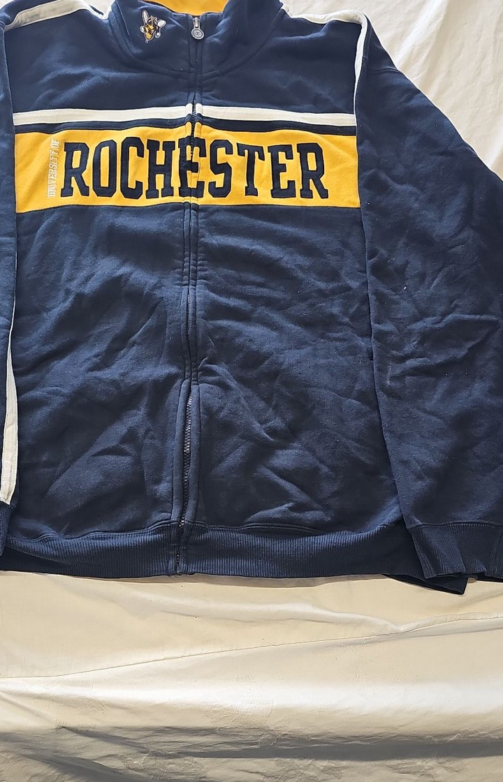 Champion University of Rochester Full-Zip Sweatshirt Jacket Blue Yellow XXL H59 - Image 9