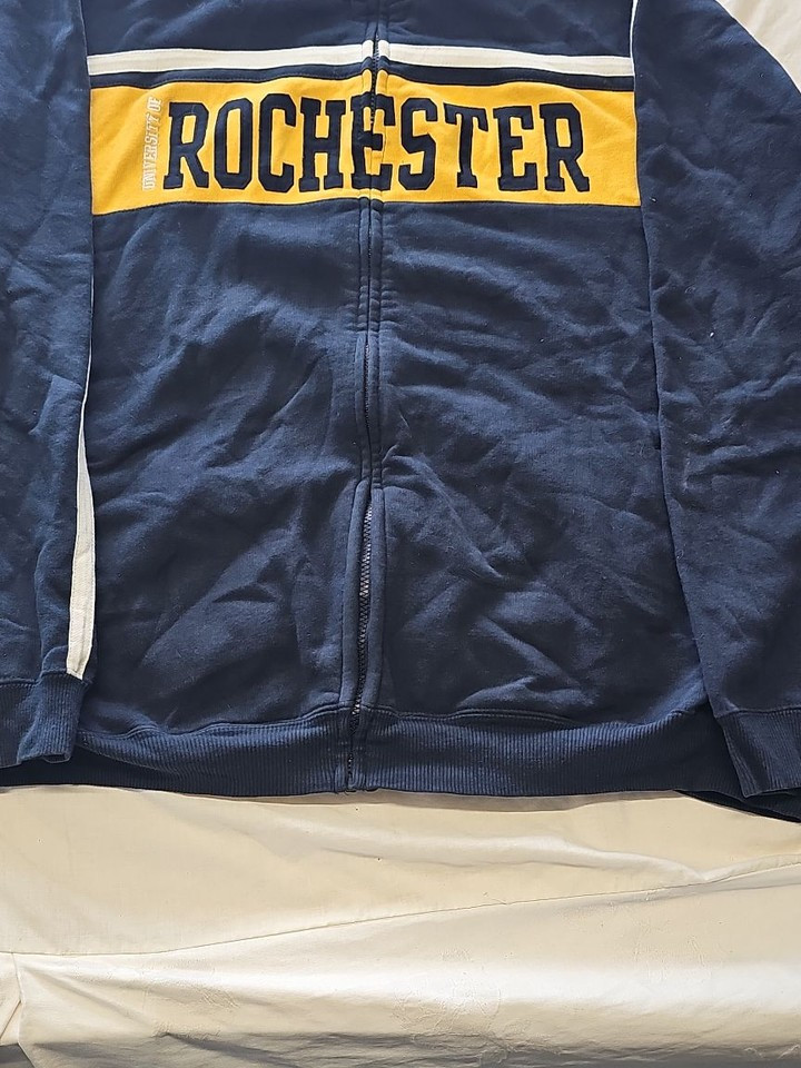 Champion University of Rochester Full-Zip Sweatshirt Jacket Blue Yellow XXL H59 - Image 8
