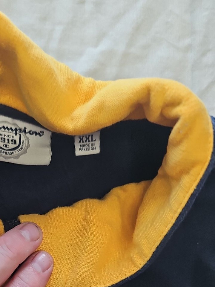 Champion University of Rochester Full-Zip Sweatshirt Jacket Blue Yellow XXL H59 - Image 11