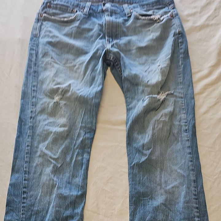 Vintage Levi's 514 Straight Fit Distressed Light Wash Jeans w31 L32 J656 - Image 7