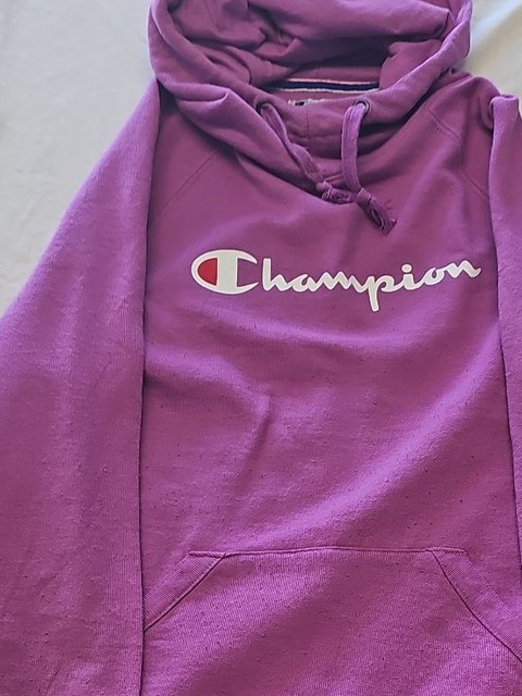 Champion Purple Script Logo Hoodie – Small K658