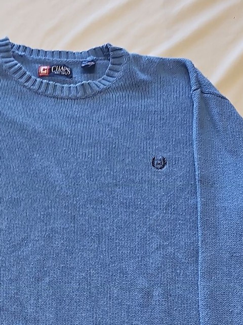 Chaps Blue Crewneck Knit Cotton Sweater XXL N713 - Image 9