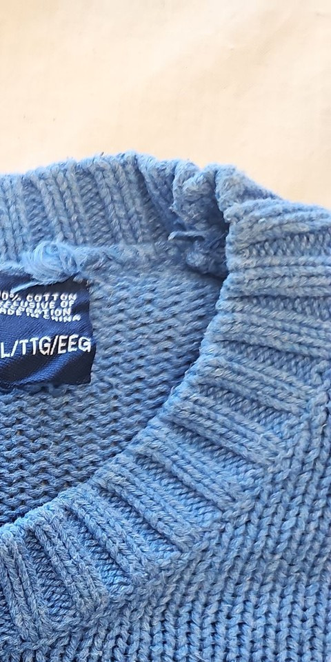 Chaps Blue Crewneck Knit Cotton Sweater XXL N713 - Image 11