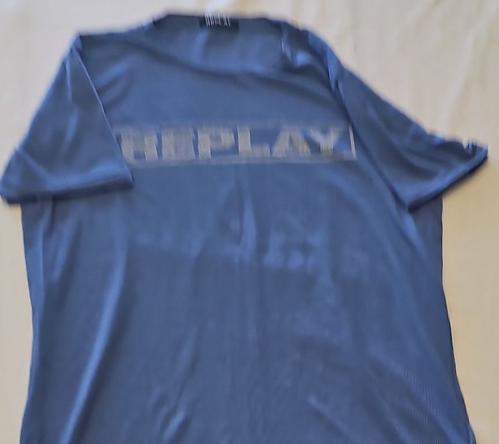 Replay Vintage Graphic Logo T-Shirt in Cornflower Blue M L687 - Image 7