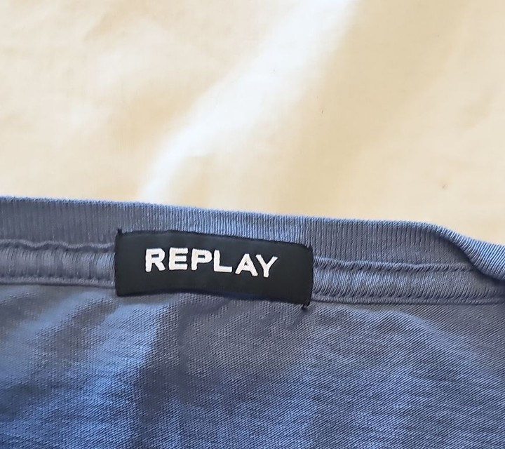 Replay Vintage Graphic Logo T-Shirt in Cornflower Blue M L687 - Image 9