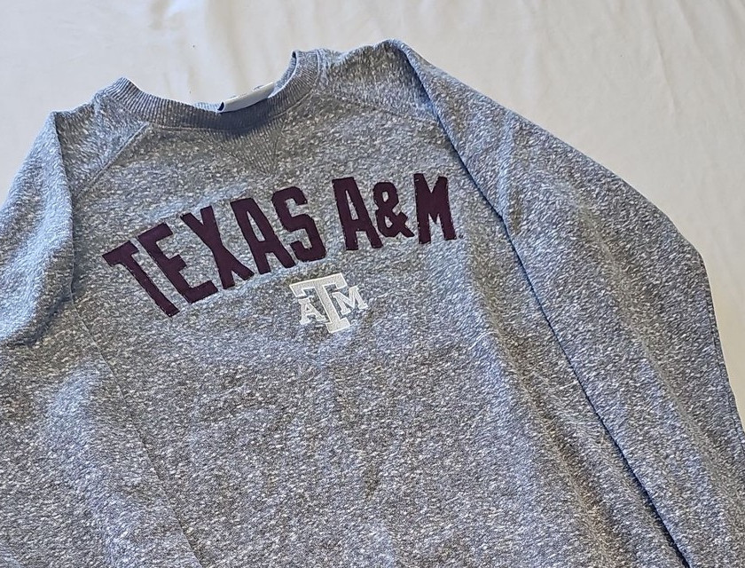 Champion Texas A&M Grey Heather Raglan Sweatshirt S L693 - Image 12