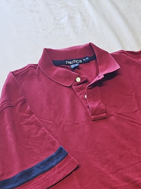 Vintage Nautica Red Short Sleeve Pique Polo Shirt XL K670 - Image 12