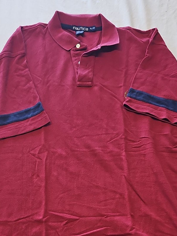 Vintage Nautica Red Short Sleeve Pique Polo Shirt XL K670 - Image 8