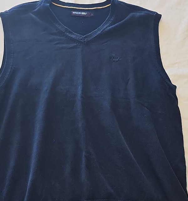 Maine New England Golf Navy Blue V-Neck Sweater Vest M L685 - Image 8