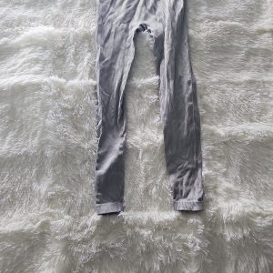 Grey Ribbed Seamless High-Waist Gym Leggings