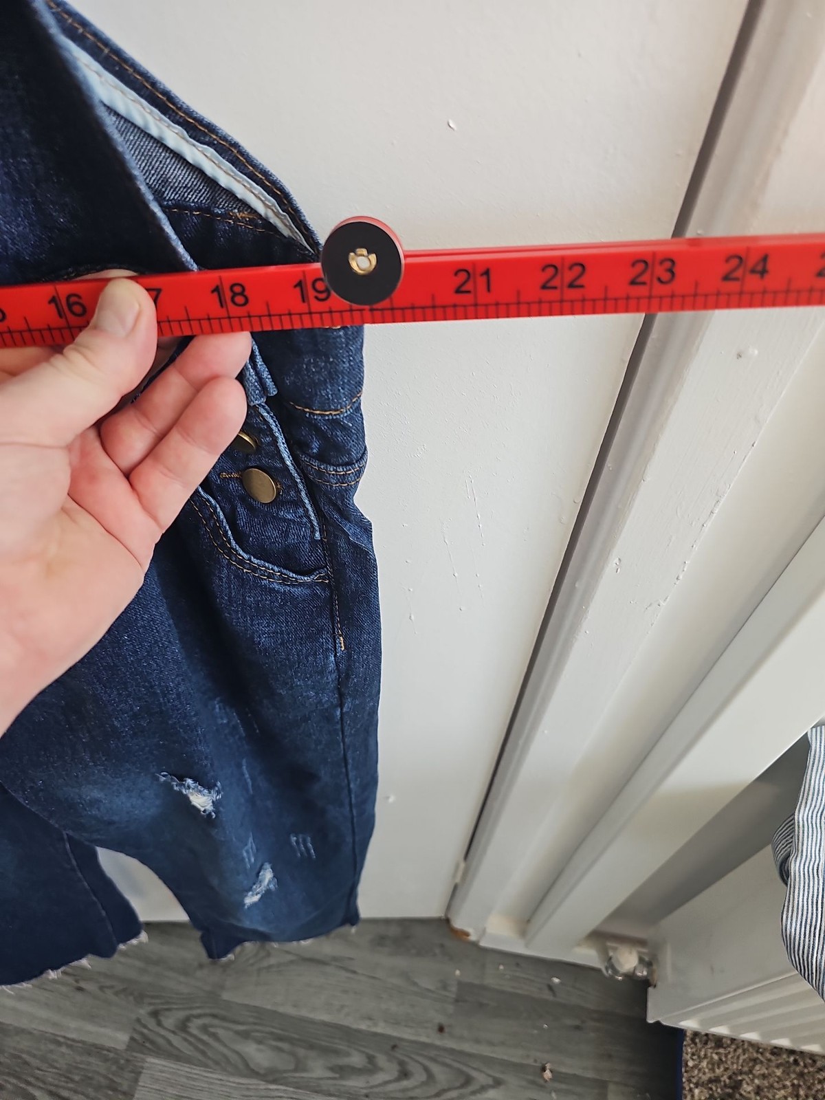 Distressed Dark Wash Denim Overalls with Raw Hem 251 - Image 10