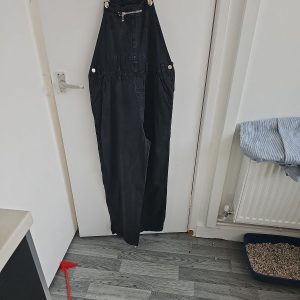 Vintage Speed Control Black Denim Wide Leg Dungarees Overalls  257