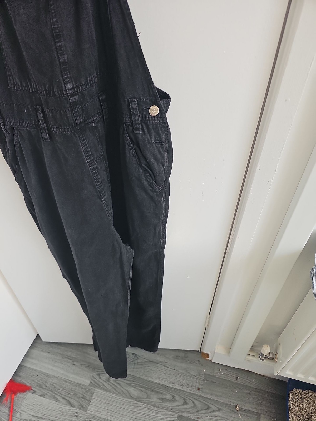 Vintage Speed Control Black Denim Wide Leg Dungarees Overalls 257 - Image 8