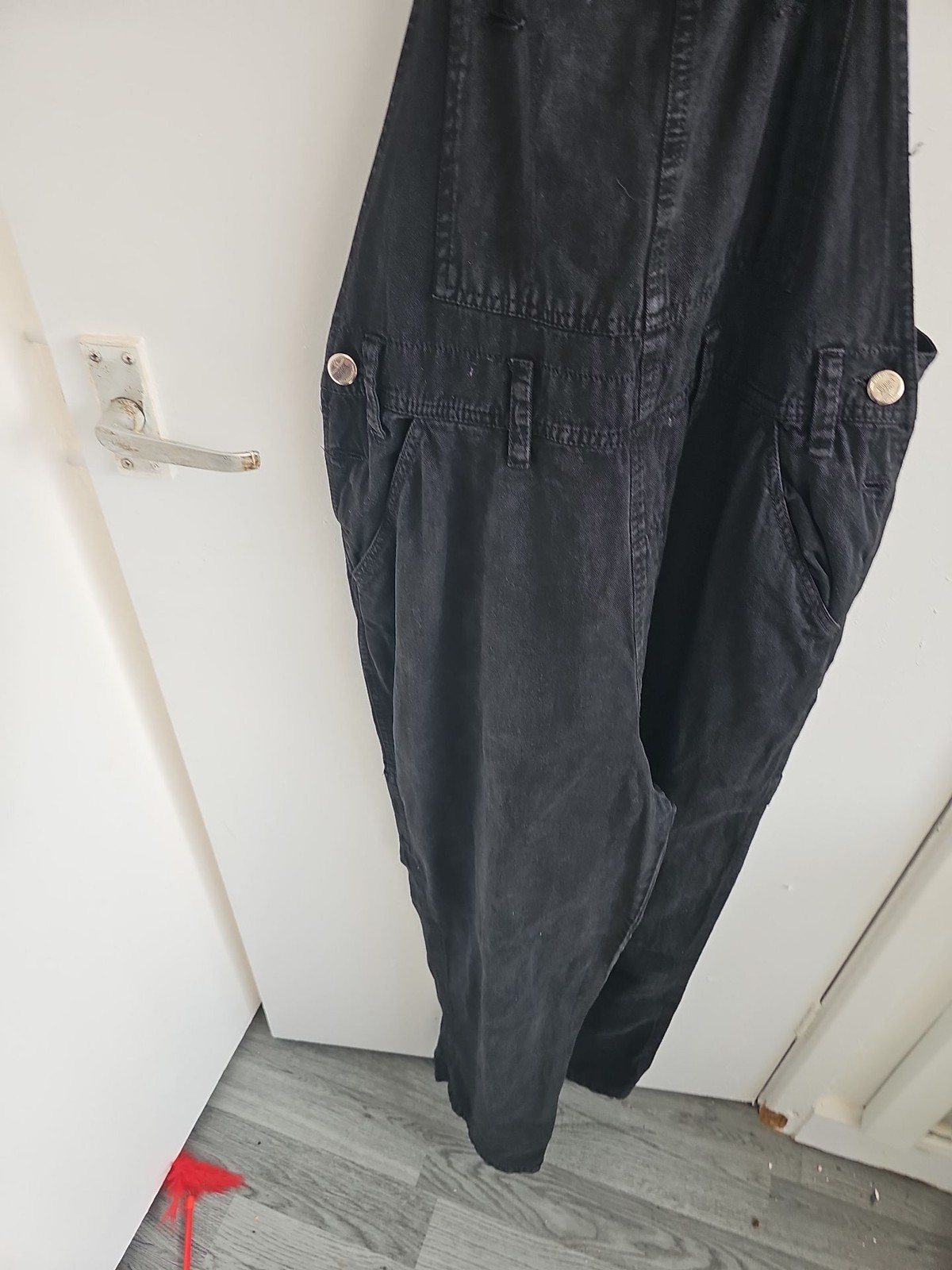 Vintage Speed Control Black Denim Wide Leg Dungarees Overalls 257 - Image 9