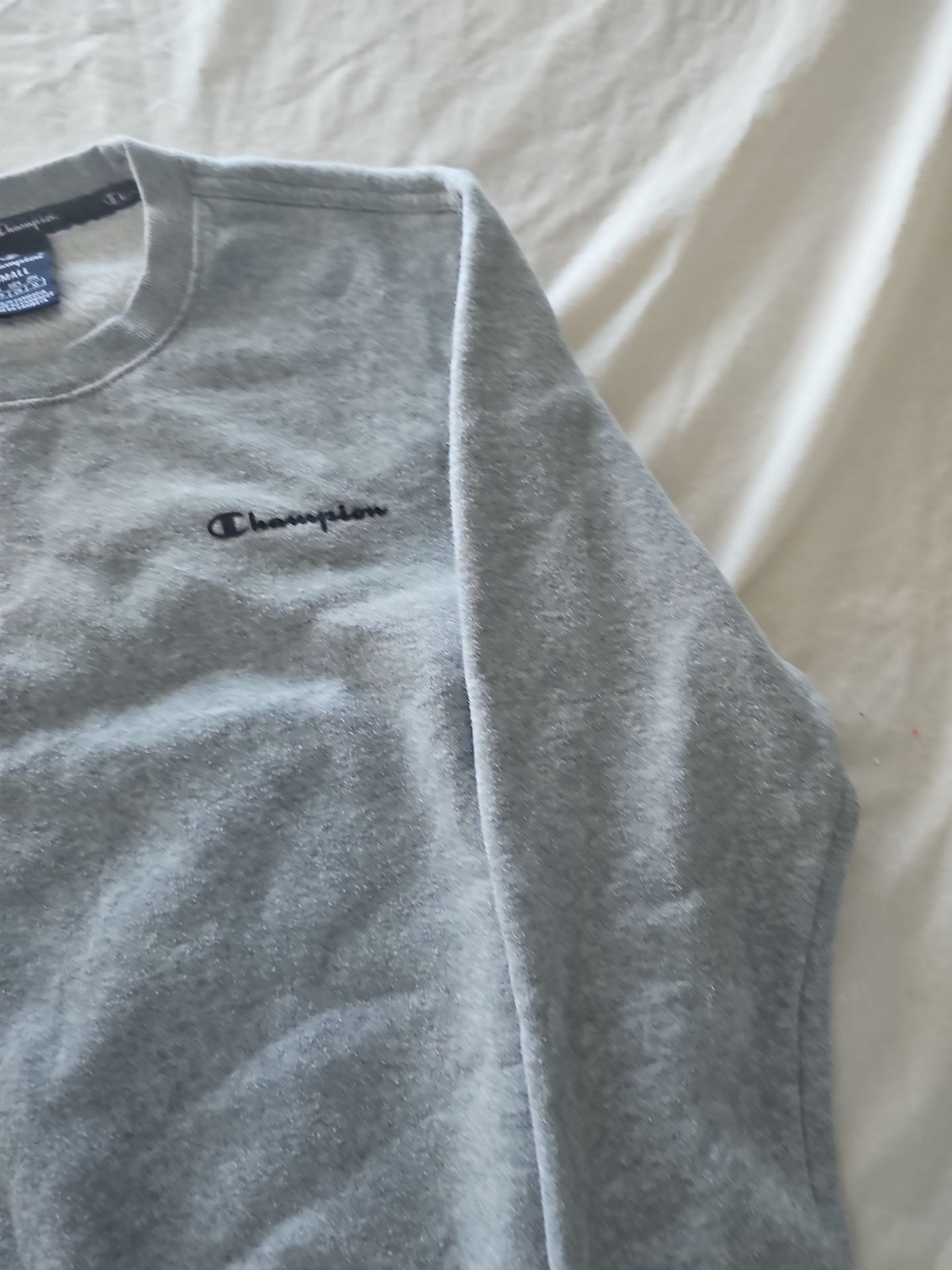 Vintage Champion Heather Grey Crewneck Sweatshirt Small 242 - Image 9