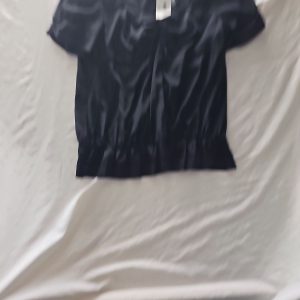 Next Black Satin Ruched Short Sleeve Blouse New With Tags  231