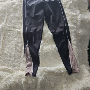 Pink Soda Sport Black and Rose Gold Metallic Panel Leggings   ref0008