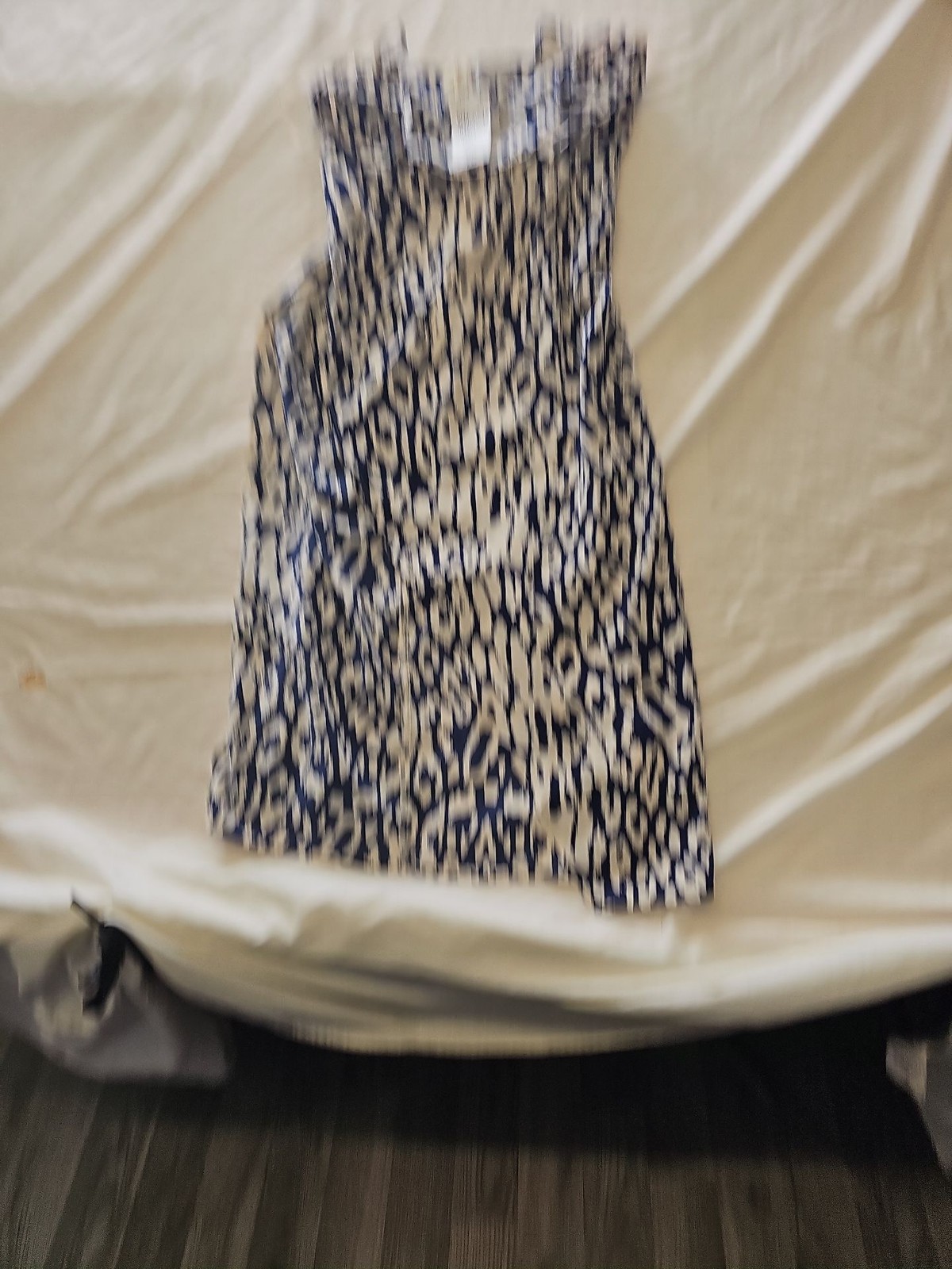 QUIZ Navy and Cream Animal Print Square Neck Wrap Midi Dress - NWT