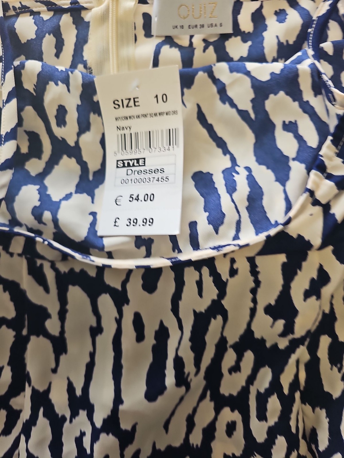 QUIZ Navy and Cream Animal Print Square Neck Wrap Midi Dress - NWT - Image 3