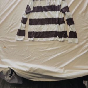 New Look Brown and White Striped Long Sleeve Rugby Shirt