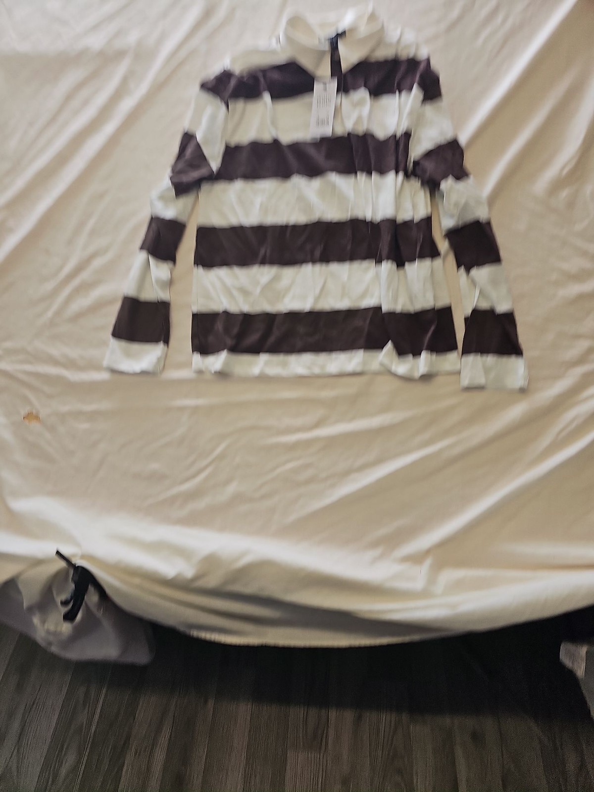 New Look Brown and White Striped Long Sleeve Rugby Shirt