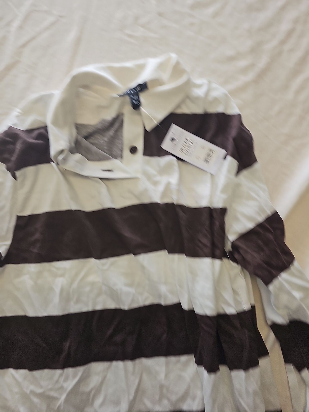 New Look Brown and White Striped Long Sleeve Rugby Shirt - Image 10
