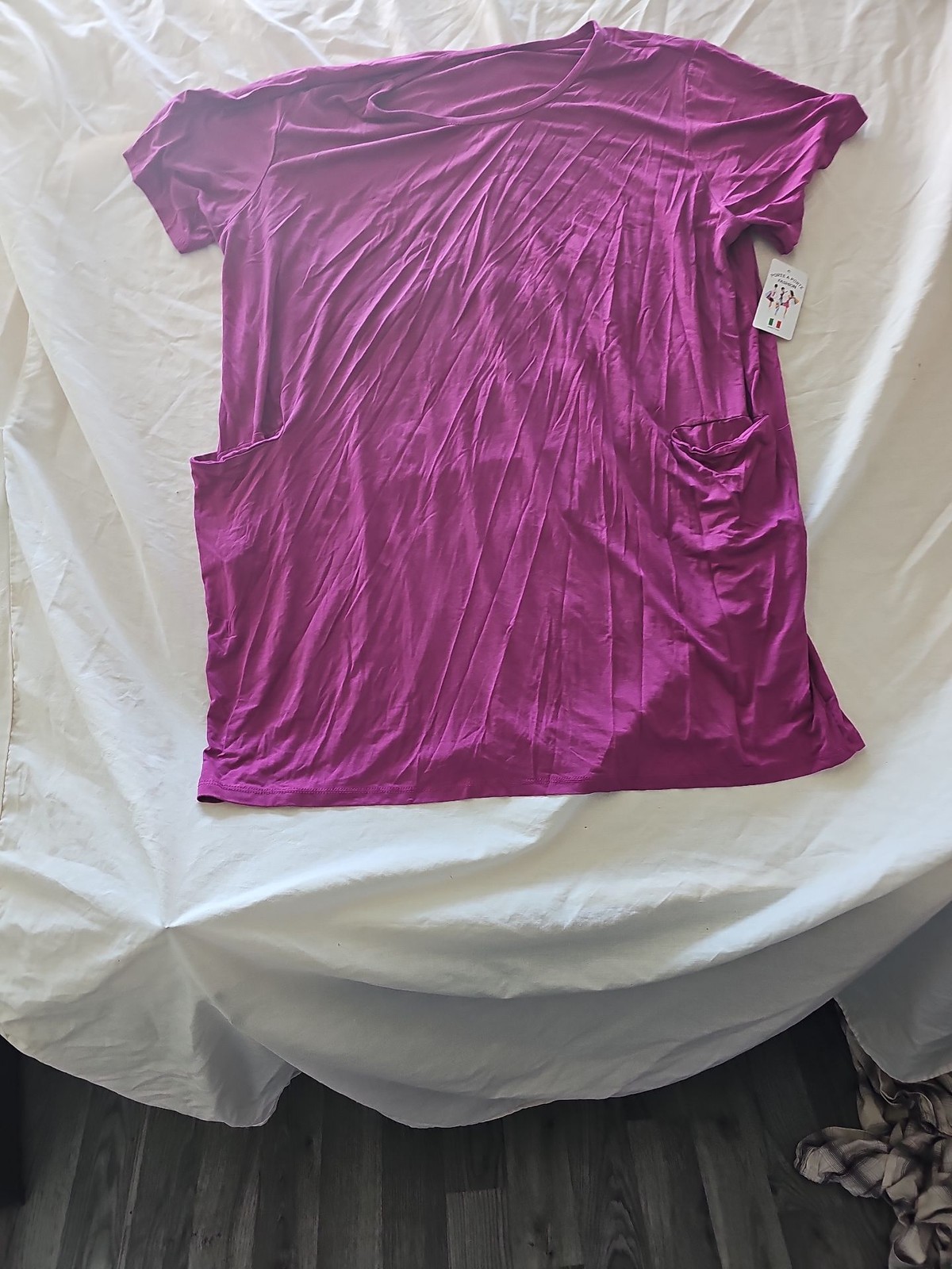 New Porte A Porte Magenta Oversized Pocket T-Shirt Dress