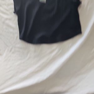 New With Tags Serra Black Plissé Short Sleeve Top