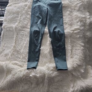 Women's Teal Ribbed High-Waisted Seamless Leggings